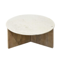 Mesa de Centro Redonda en Acacia Marble White - Imagen 2