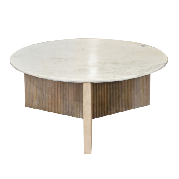 Mesa de Centro Redonda en Acacia Marble White - Imagen 3