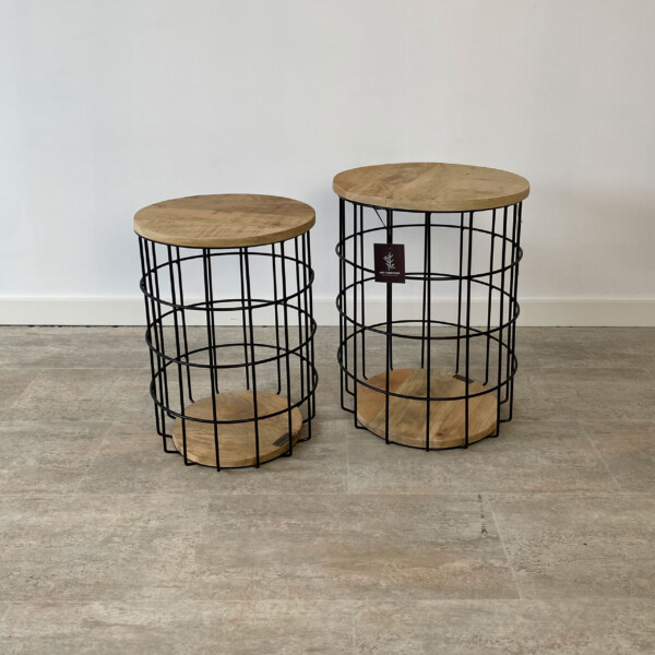 Set de 2 Mesas Auxiliares en Mango Jaula