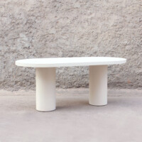 Mesa de Comedor Ovalada de Efecto Cemento Ibiza