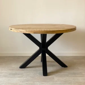 Mesa de Comedor Redonda 120cm en Metal y Mango