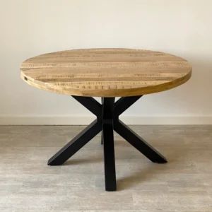 Mesa de Comedor Redonda 100cm en Metal y Mango