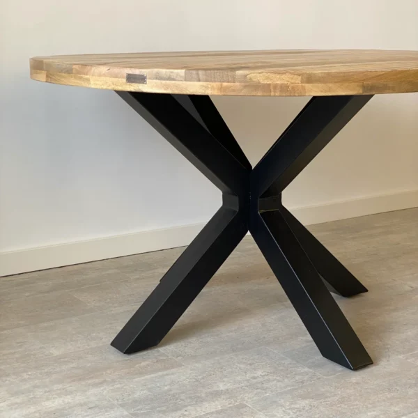 Mesa de Comedor Redonda 120cm en Metal y Mango - Imagen 5