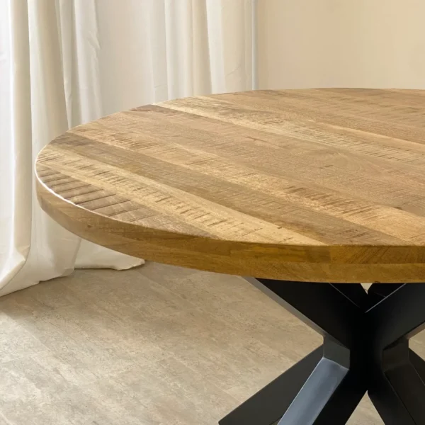 Mesa de Comedor Redonda 120cm en Metal y Mango - Imagen 6
