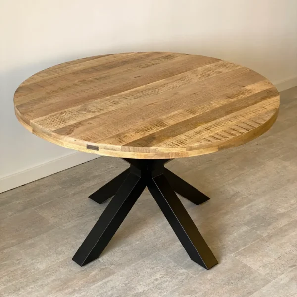 Mesa de Comedor Redonda 120cm en Metal y Mango - Imagen 7