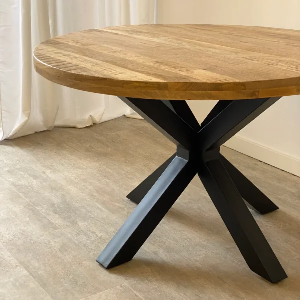 Mesa de Comedor Redonda 120cm en Metal y Mango - Imagen 8