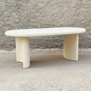 Mesa Ovalada de Efecto Cemento Bordes Ibiza