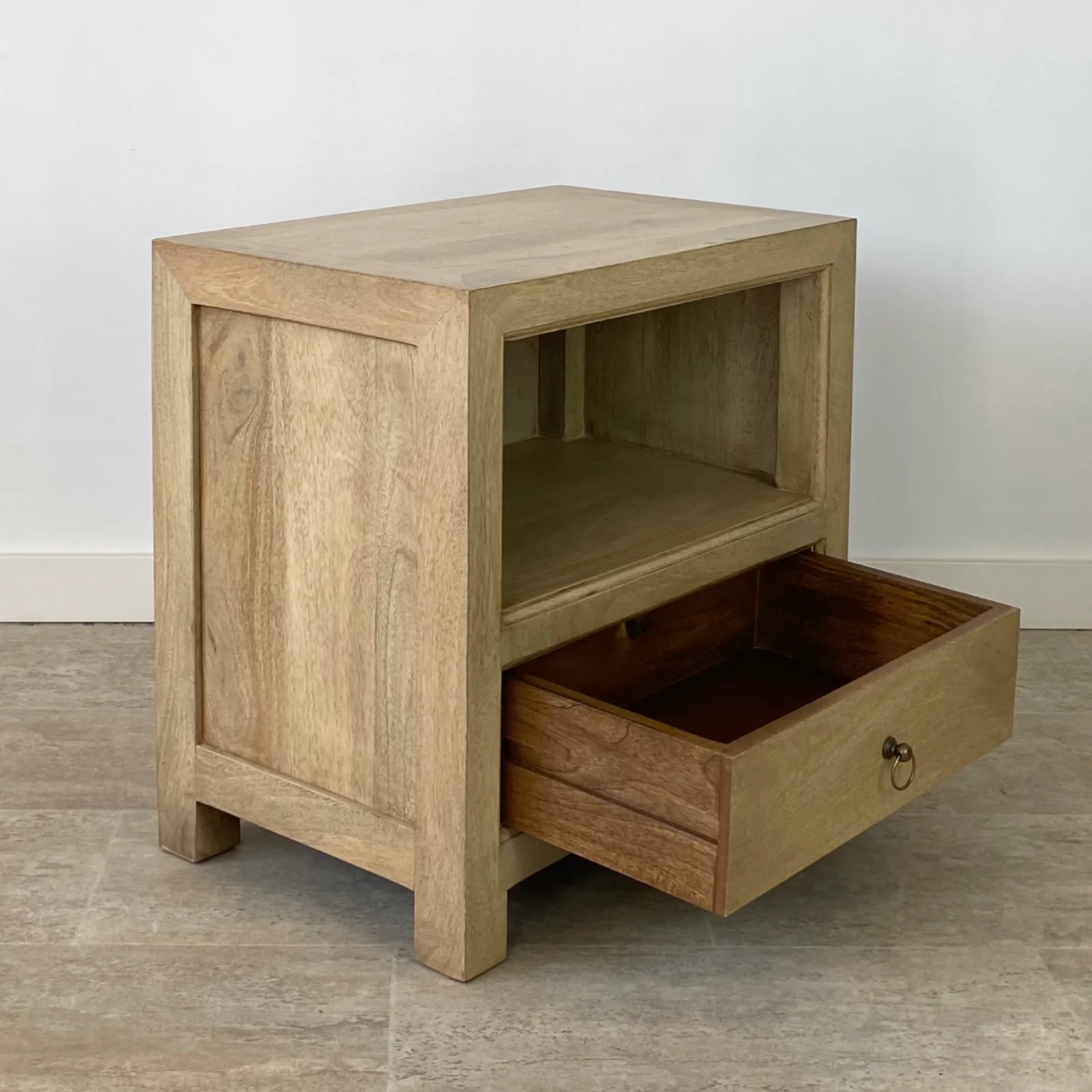 Mesita de Noche con Hueco y Cajón en Mango Rustic - Imagen 3