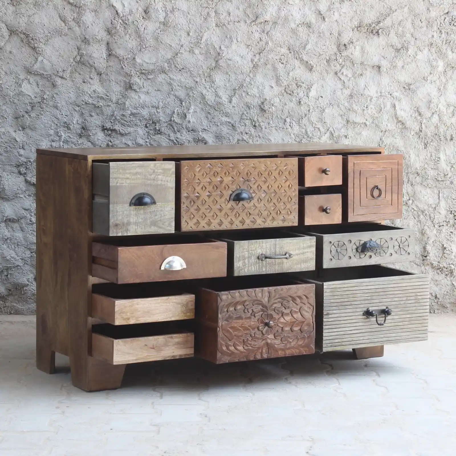 Mueble 115cm Multicajones Tallado en Mango Jaipur - Imagen 4