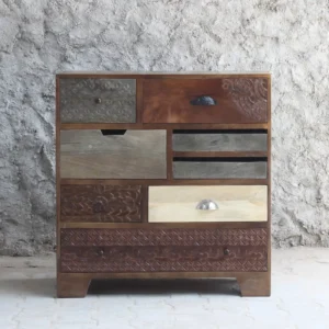 Mueble 85cm Multicajones Tallado en Mango Jaipur