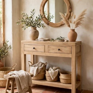 Consola/recibidor 80cm en Mindi Natural Provenza