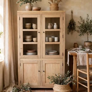 Vitrina de 4 Puertas en Mindi Natural Provenza