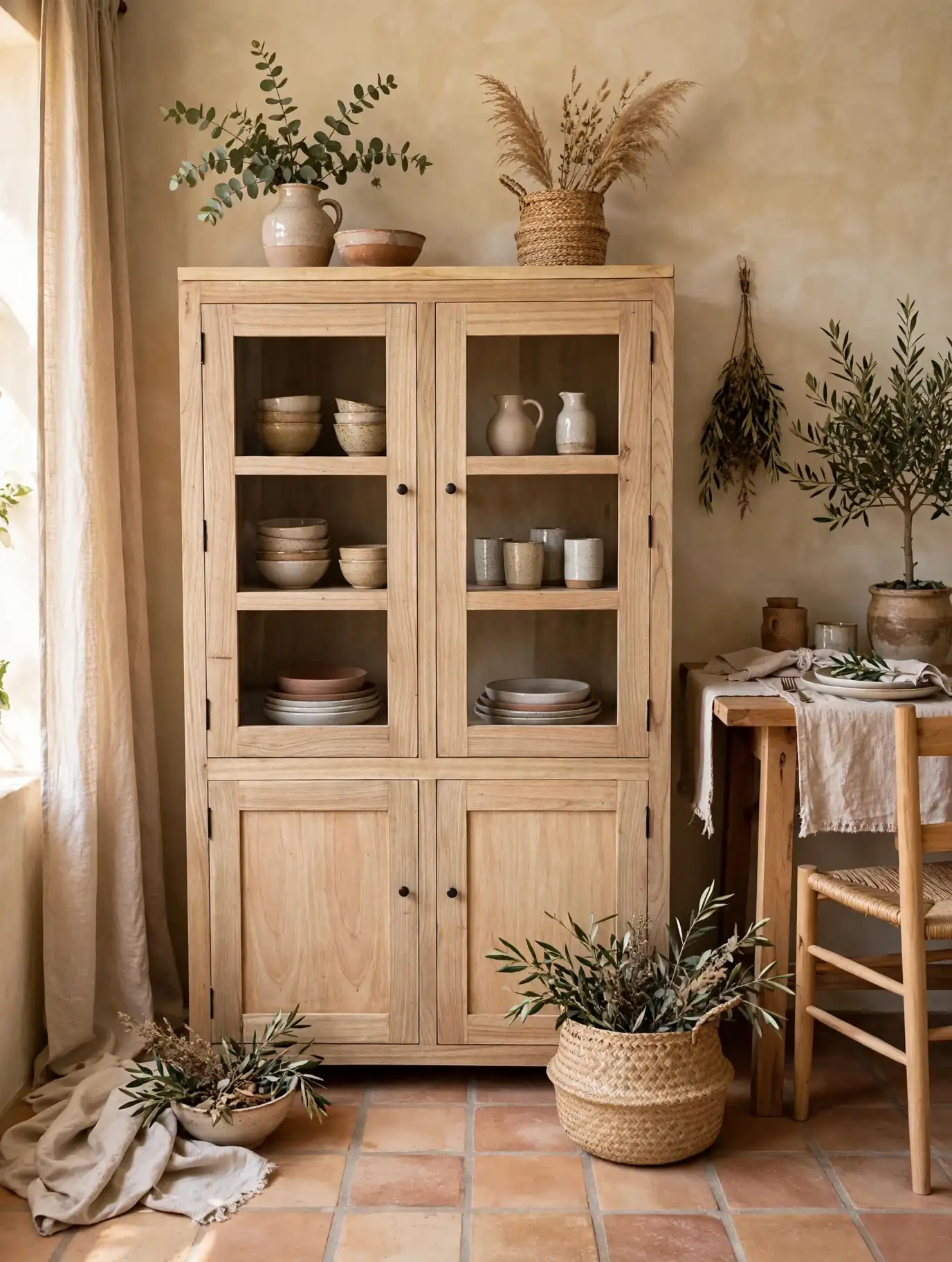 Vitrina de 4 Puertas en Mindi Natural Provenza